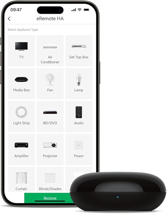 Universal WiFi Smart Remote Control: IR Blaster for TV, Air Conditioning, STB, with Bluetooth BLE Smart Home Hub, Compatible with Alexa, Google Home