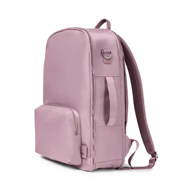 25L Water Resistant Twill Nylon Travel Backpack with 16-inch Laptop Slot & Compression Strap