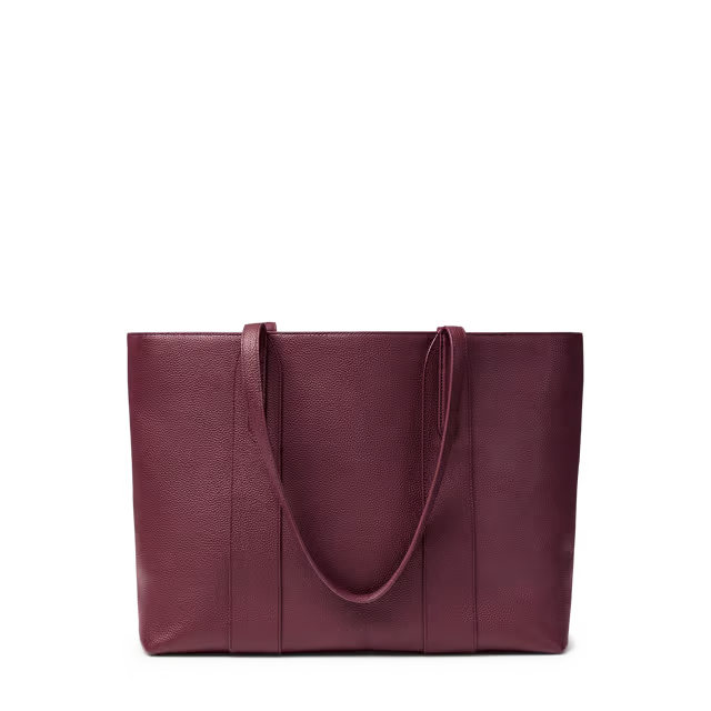 22L Full Grain Pebbled Leather Large Tote with 16-inch Laptop Slot
