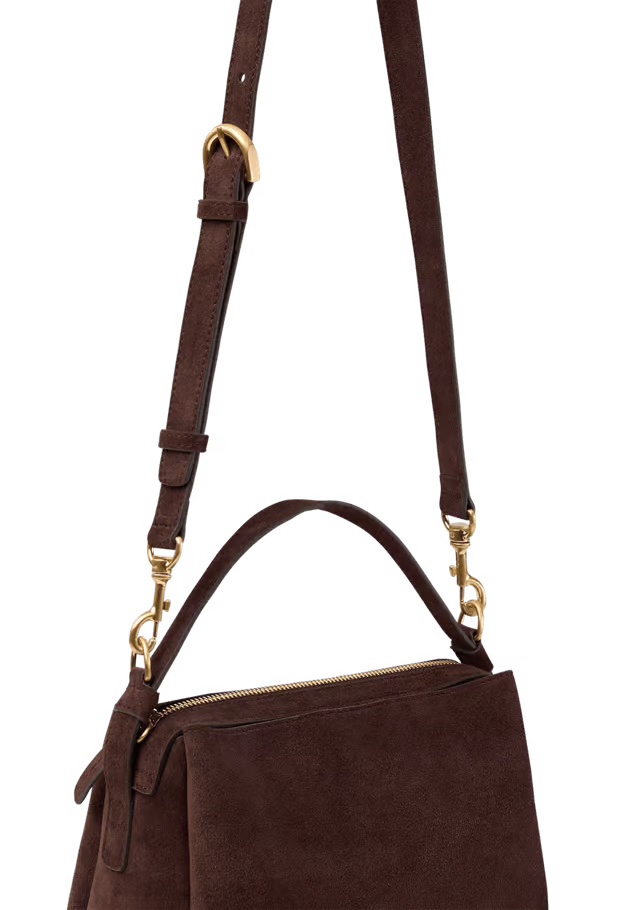 7L Soft Cowhide Suede Crossbody Bag with Dual Carry Ways