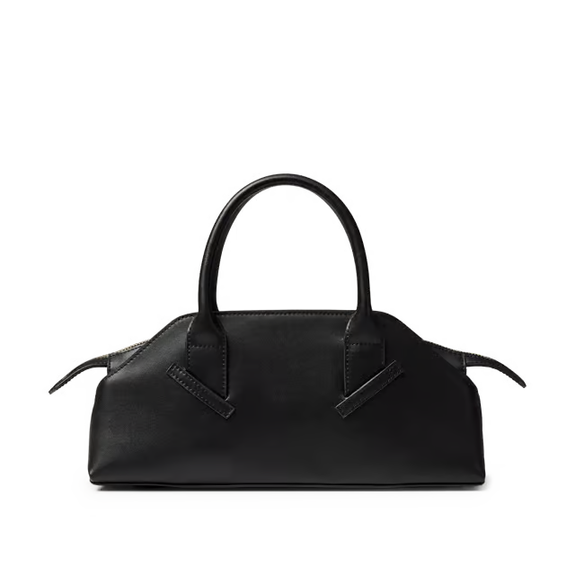 4L Smooth Cowhide Mini Top Handle Handbag with Detachable Strap