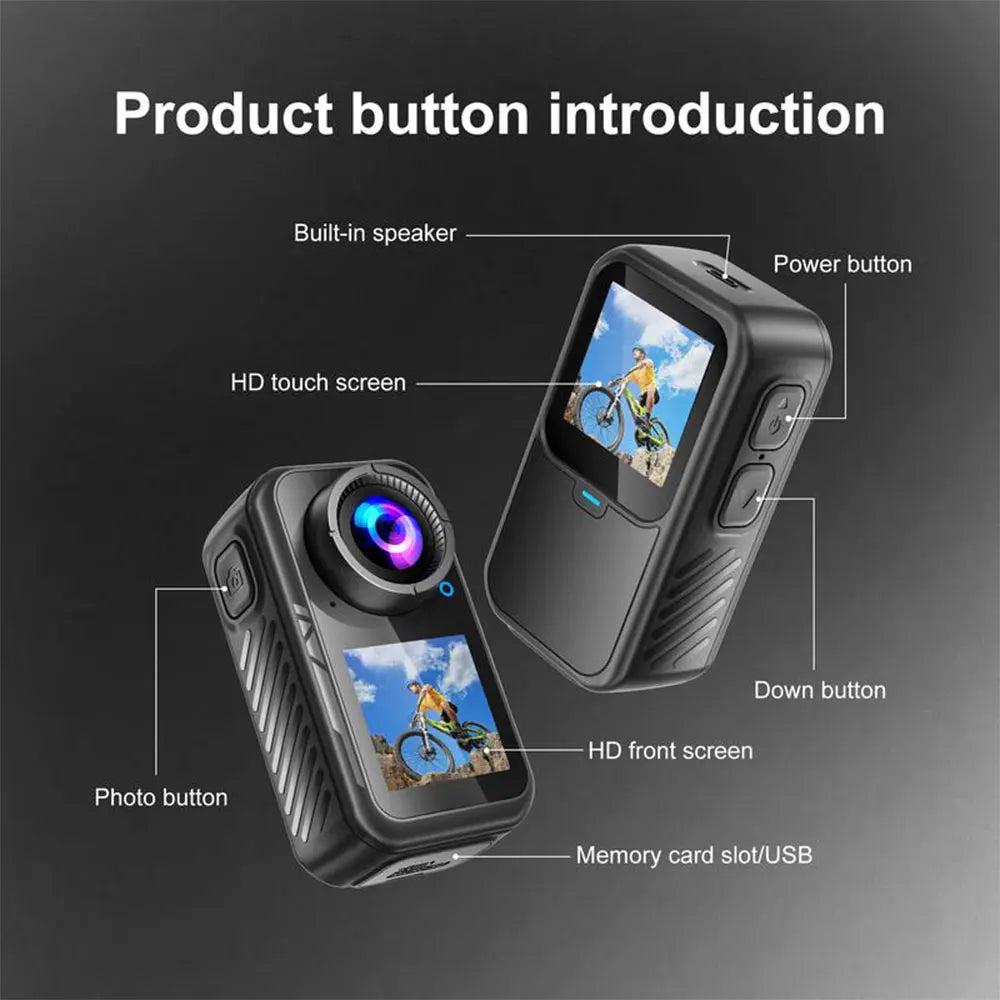 5K Thumb Action Camera 4K 60FPS WiFi 6-Axis Stabilization Touch Screen Sports Camera Magnetic Motorcycle Bike Waterproof Bodycam
