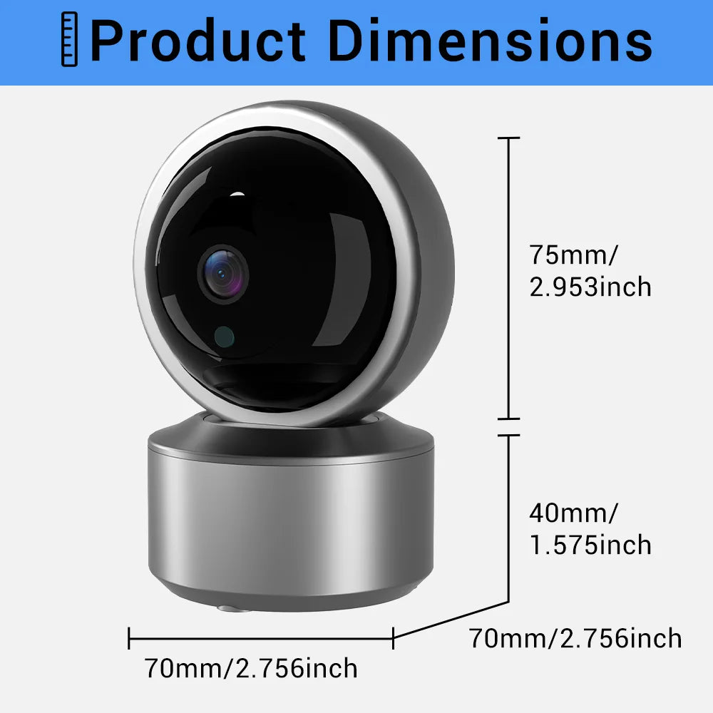 5MP WiFi Baby Monitor Security Camera,  355° PTZ Auto Tracking, IR Night Vision, 2-Way Audio Indoor IP Cam