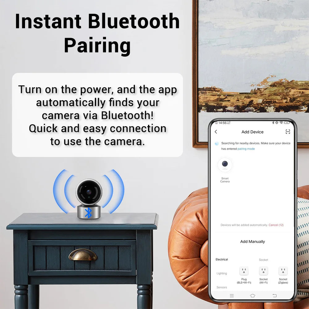5MP WiFi Baby Monitor Security Camera,  355° PTZ Auto Tracking, IR Night Vision, 2-Way Audio Indoor IP Cam