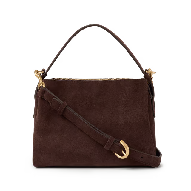 7L Soft Cowhide Suede Crossbody Bag with Dual Carry Ways