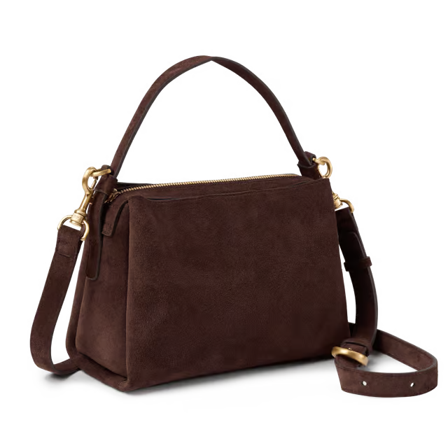 7L Soft Cowhide Suede Crossbody Bag with Dual Carry Ways