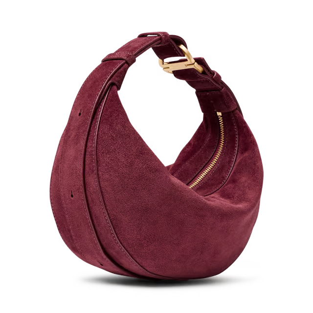 3L Curved Cowhide Suede Crossbody Bag, Three Wear Styles