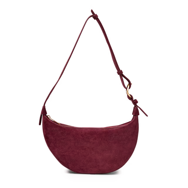 3L Curved Cowhide Suede Crossbody Bag, Three Wear Styles