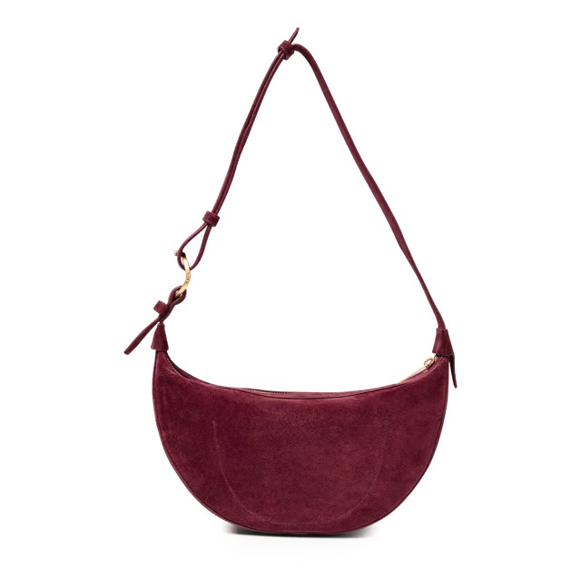 3L Curved Cowhide Suede Crossbody Bag, Three Wear Styles