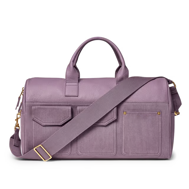 26L Japanese Denim & Pebble Leather Overnight Weekend Duffle Bag with Luggage Sleeve